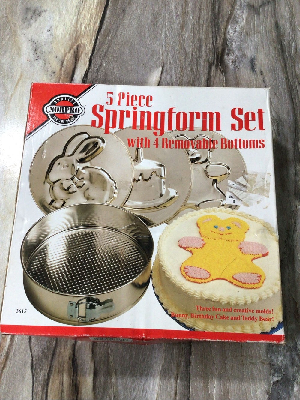 Vintage Norpro 3615 Springform Pan Set 5 Pc Bunny Teddy Bear Cake Cheesecake.